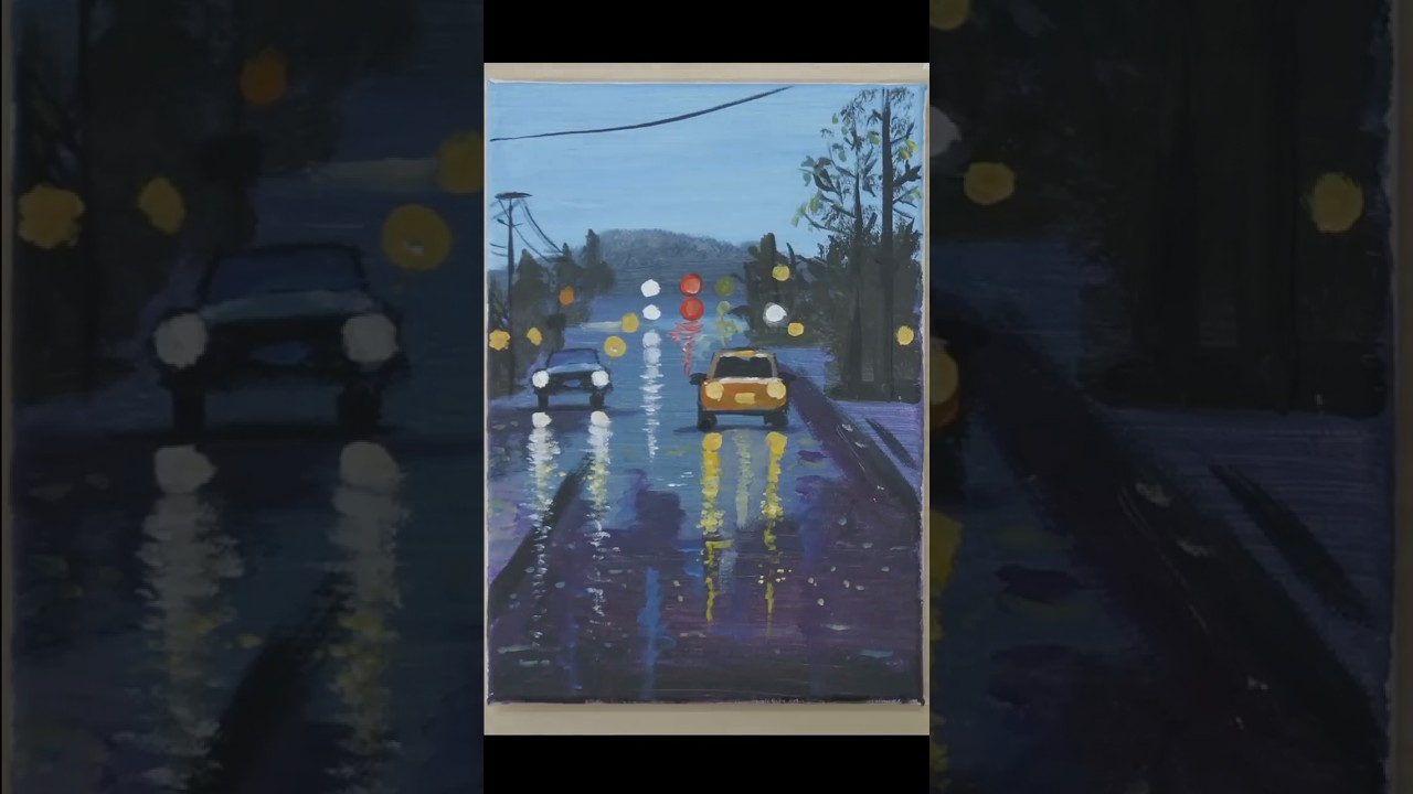 How to Paint a Rainy Street | Acrylic Landscape Painting Tutorial