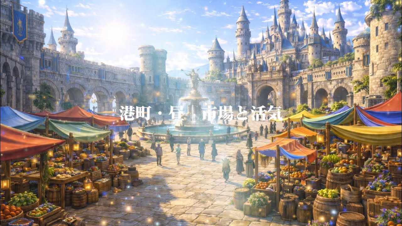 港町・昼｜市場と活気【異世界BGM・ケルト音楽】