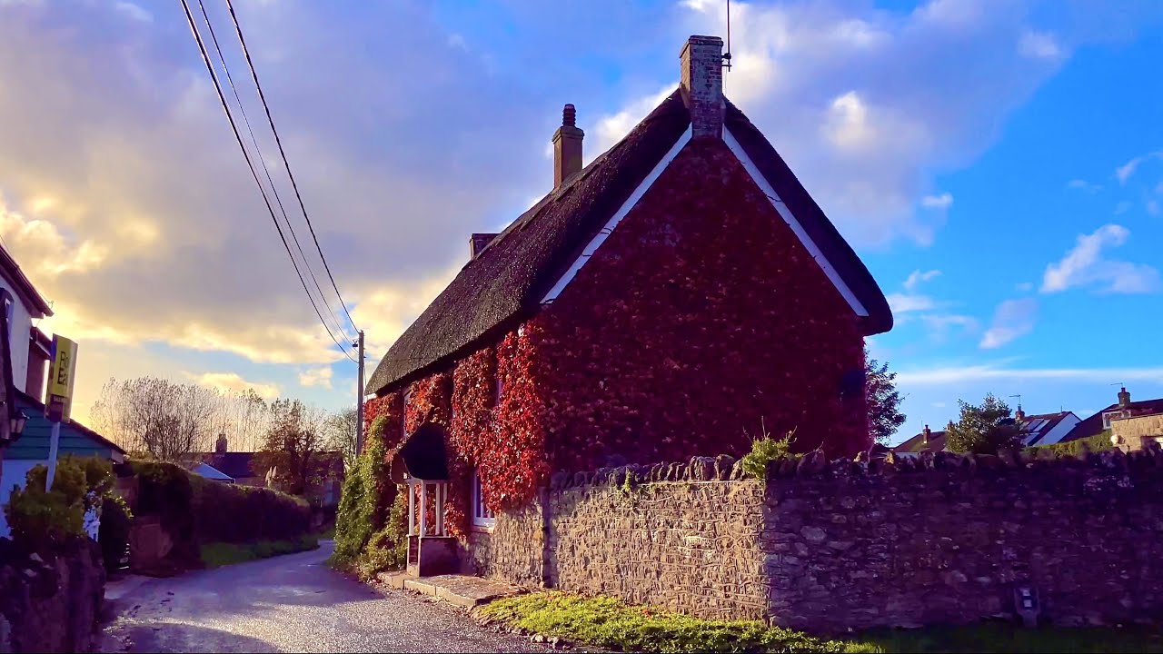 Sunny Rain Walk with Rainbow through Little English Village - Bradford Abbas in Dorset