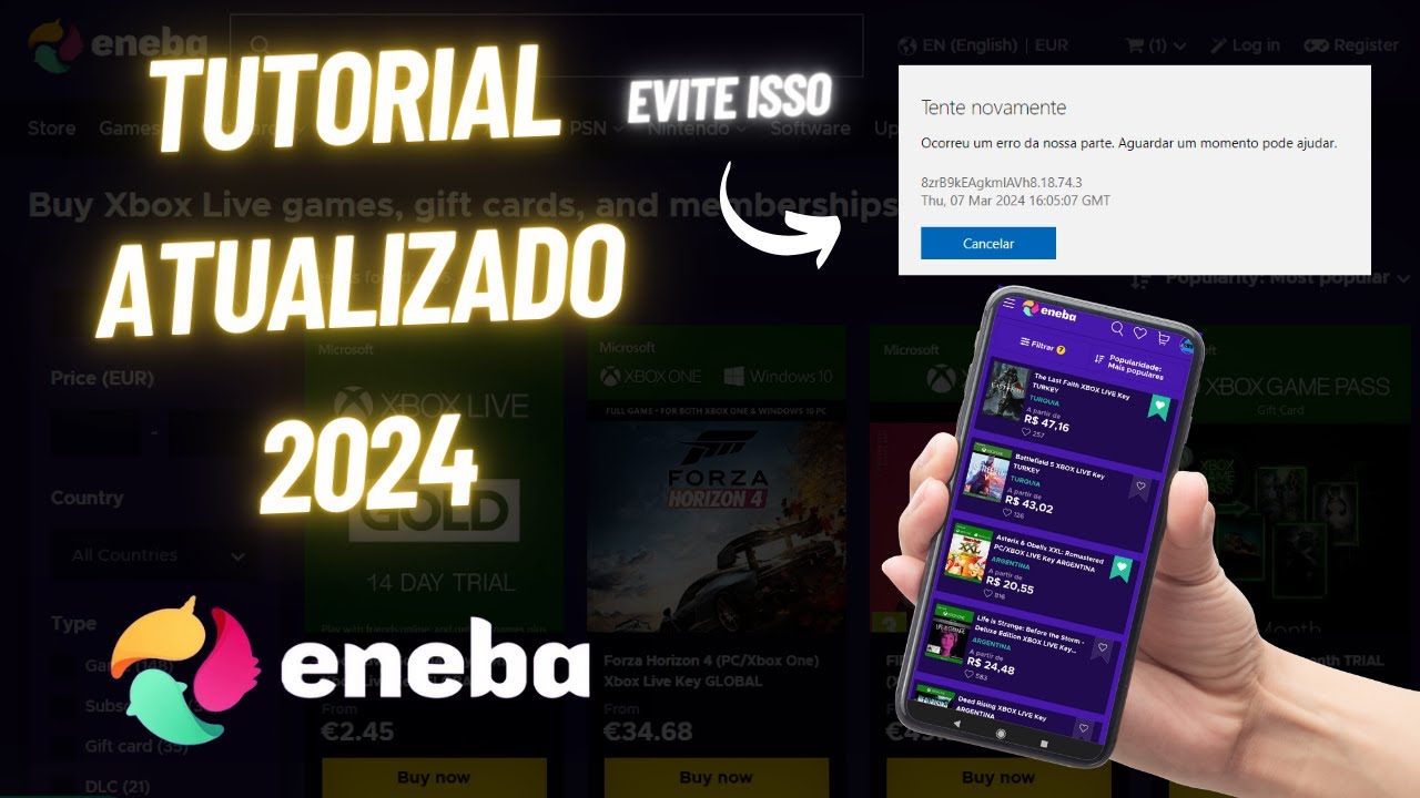 Tutorial ATUALIZADO 2024 COMO COMPRAR E RESGATAR JOGOS DE XBOX DO ENEBA PELO CELULAR