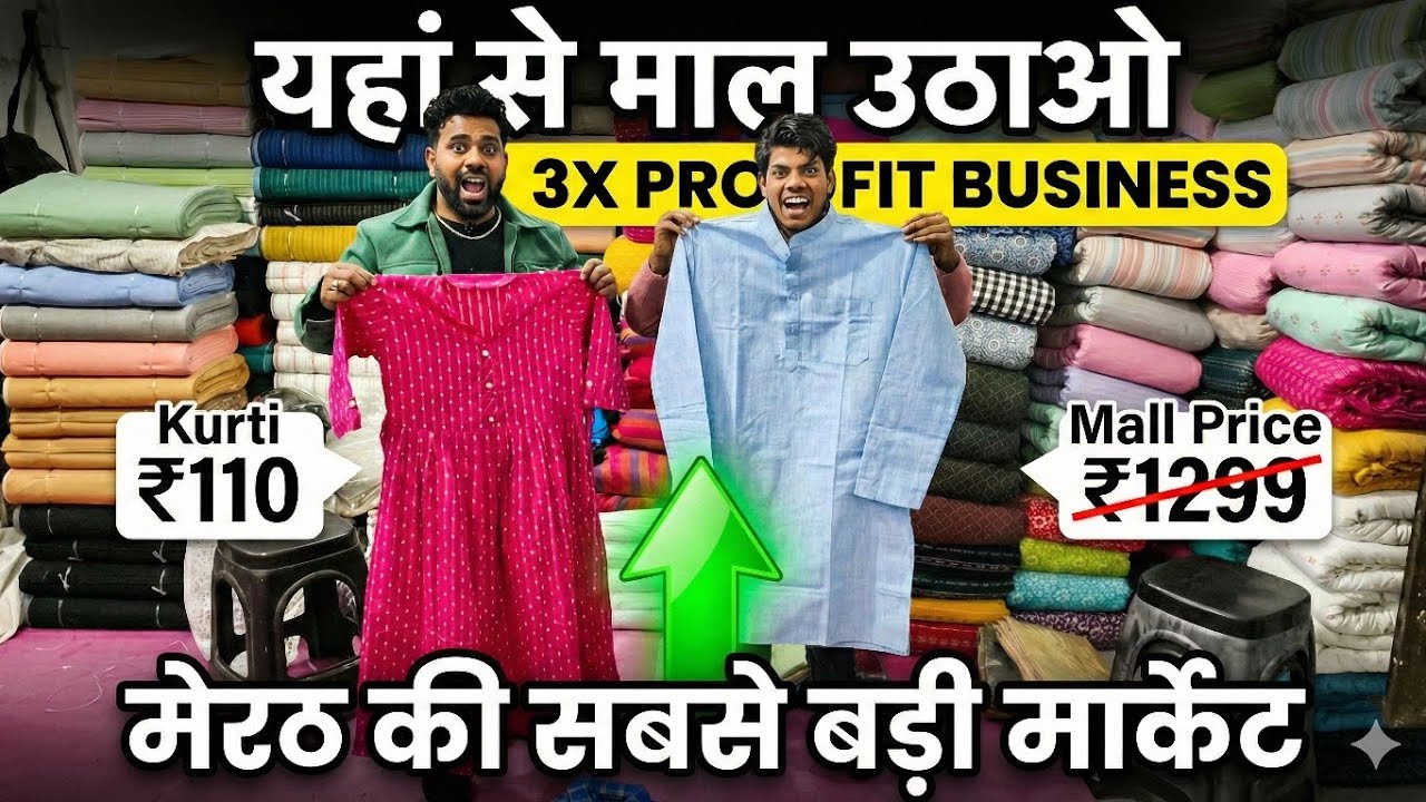 Meerut Khadi Factory 😱 ₹110 Kurti | Wholesale Khadi Market India | Start Clothing Business