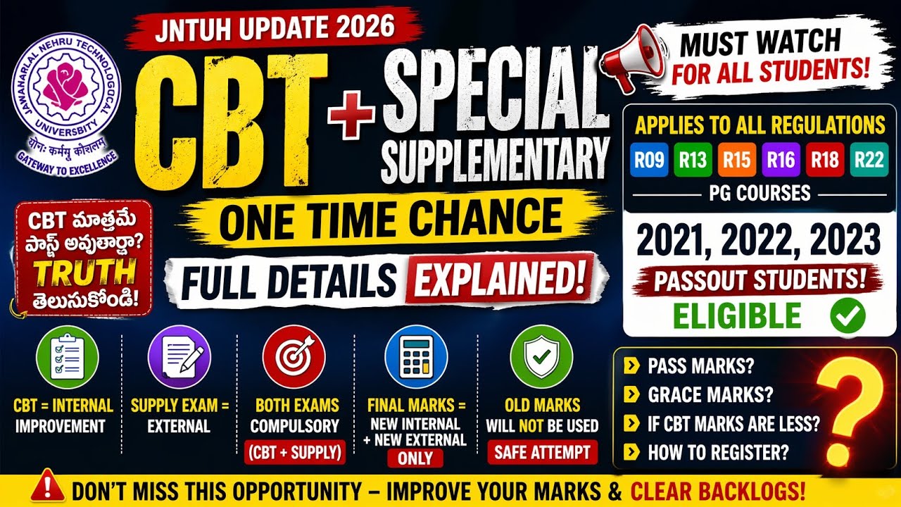 JNTUH One Time Chance Exams 2026 🔥 Notification OUT &ndash; Don&rsquo;t Miss This Chance!