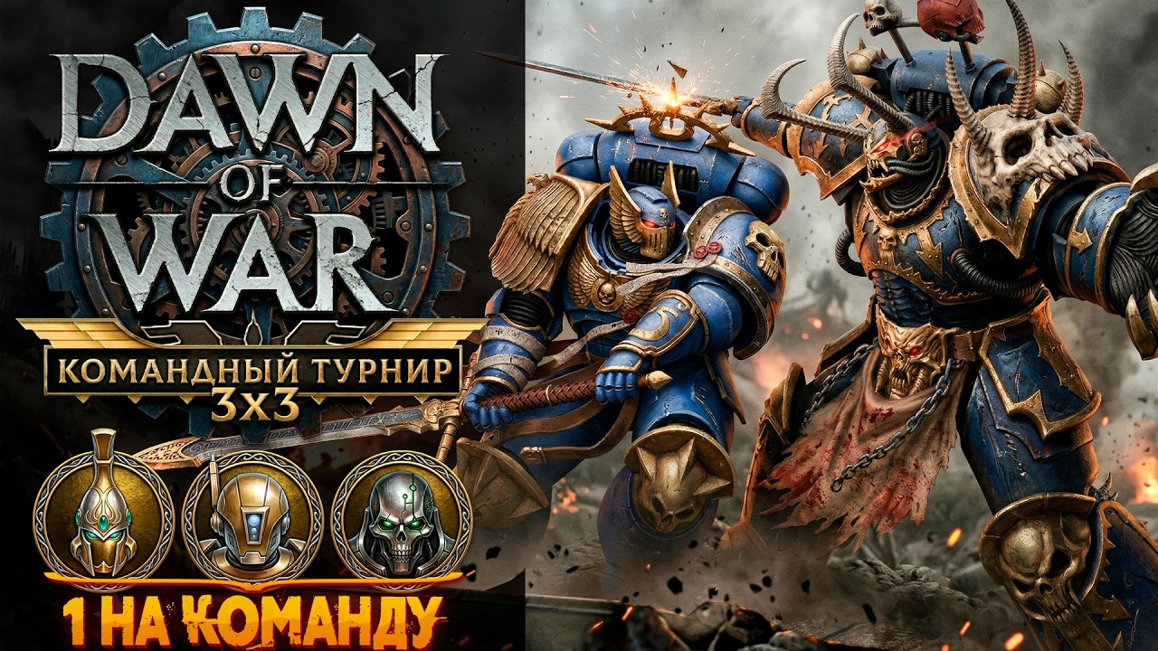 МАСШТАБНОЕ ПОБОИЩЕ НА 3Х3 ТУРНИРЕ DOW | Warhammer: 40000: Dawn of War Definitive Edition