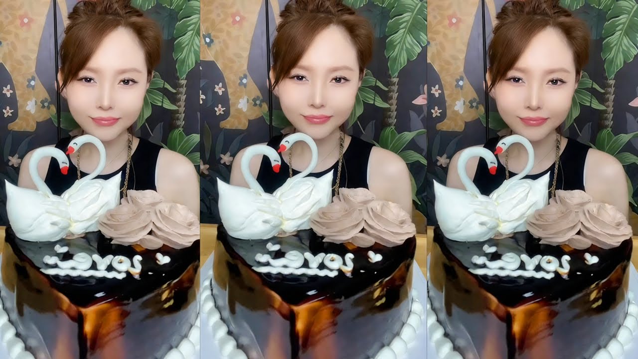 Asmr🍰Chocolate Cream Cake🍰 (Soft And Waxy Sound) 크림丨먹방丨Mukbang丨Satisfying丨Eatings