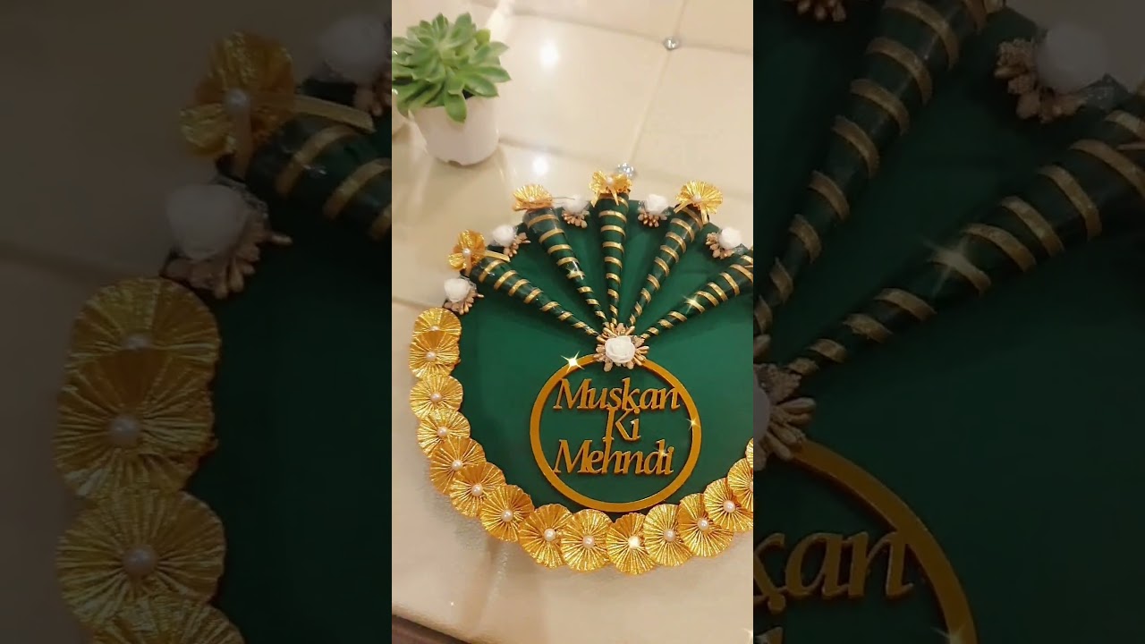 mehndi platter 💚//thali #decoration #viral #shorts #reels #status #ghungroobygunjan #handmade #thali