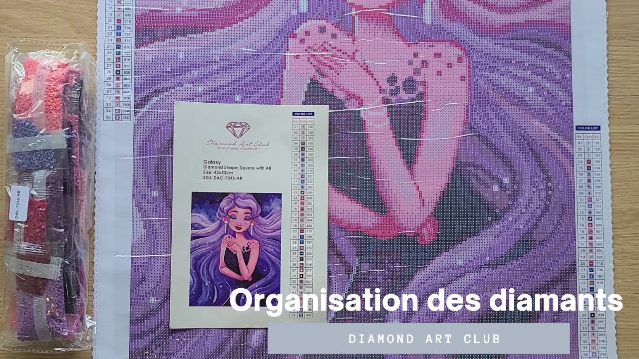 Organisation des diamants et préparation du dp Galaxy de Diamond Art Club