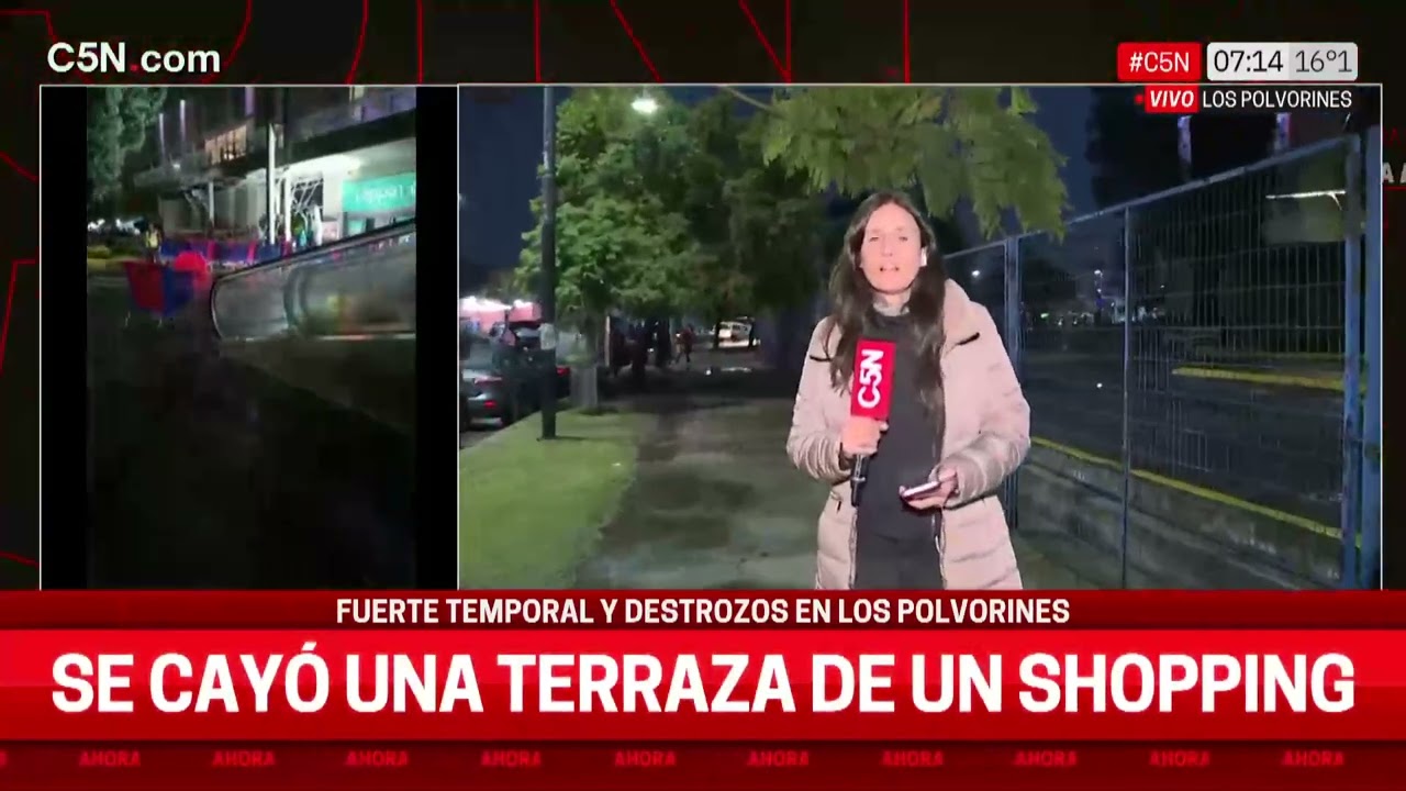 CAYÓ una TERRAZA de un SHOPPING: EL FUERTE TEMPORAL PROVOCÓ DESTROZOS