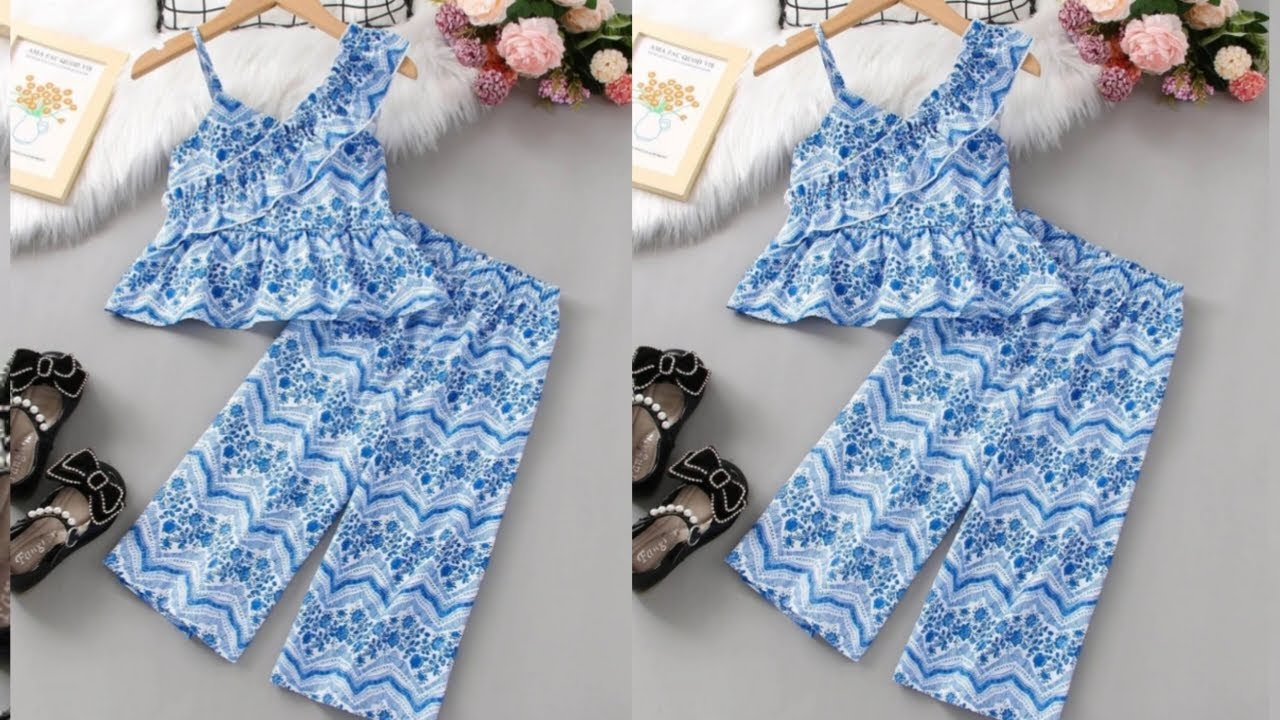 Baby girl plazo suit cutting and stitching / baby plazo top cutting and stitching