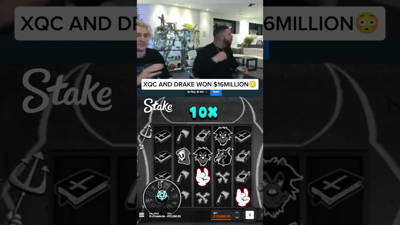 xqc and drake won $16M on live stream..😳 #drake #xqc #casino #slots #stake