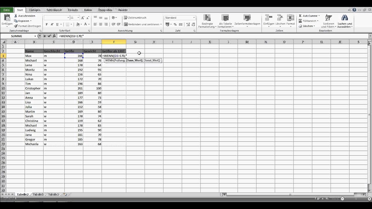 Wenn Funktion in Excel - Excel für Einsteiger
