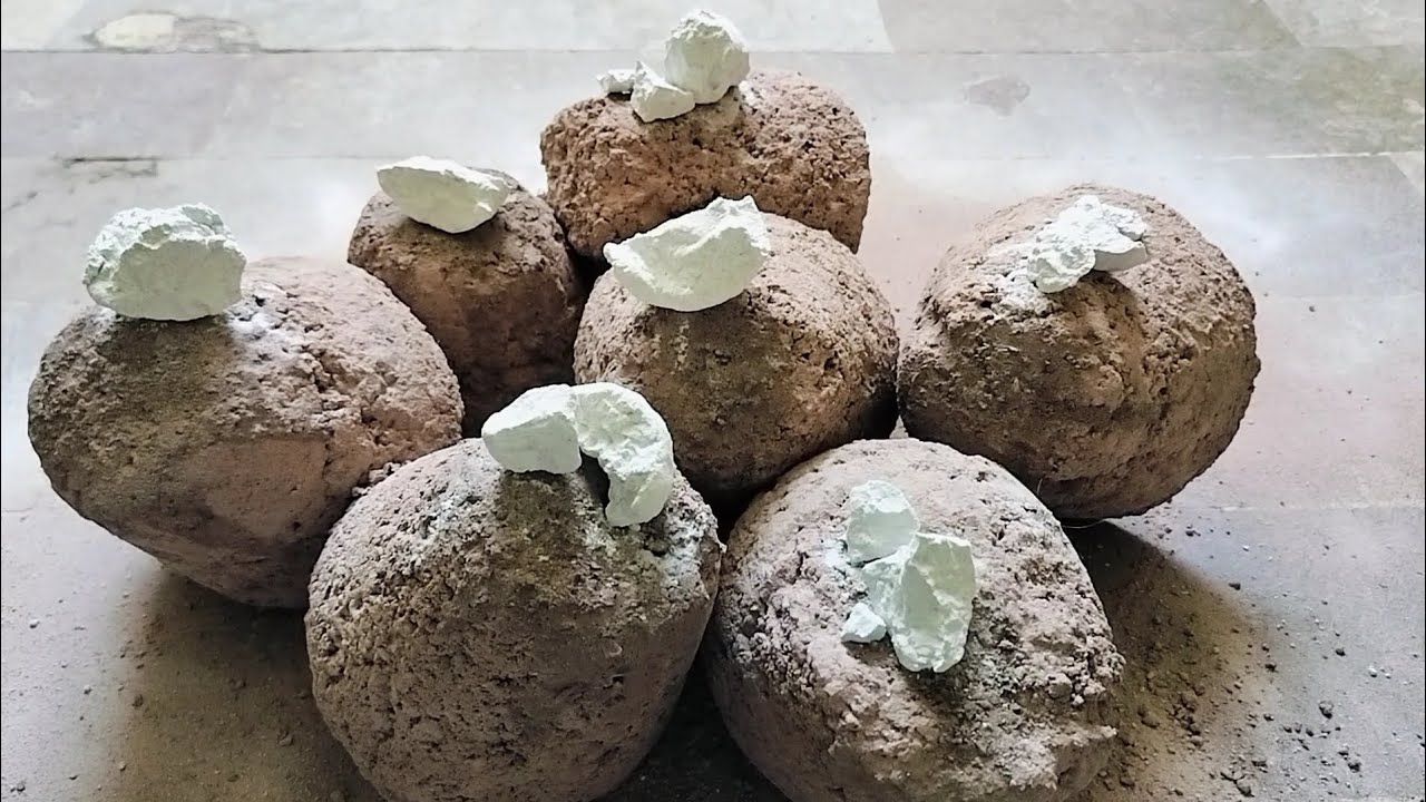 Handmade gritty pink Sandcement dusty dry crumbling pouring mixing 