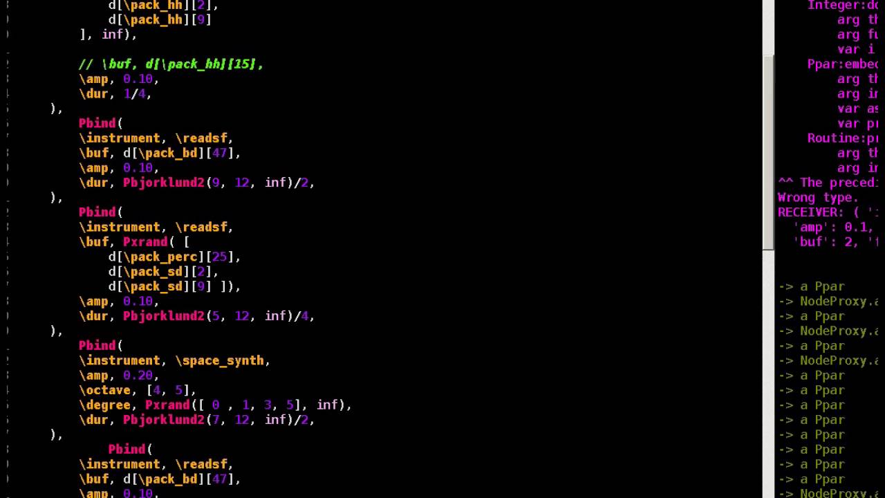 Supercollider : live-coding session #1 :  ppar & samples