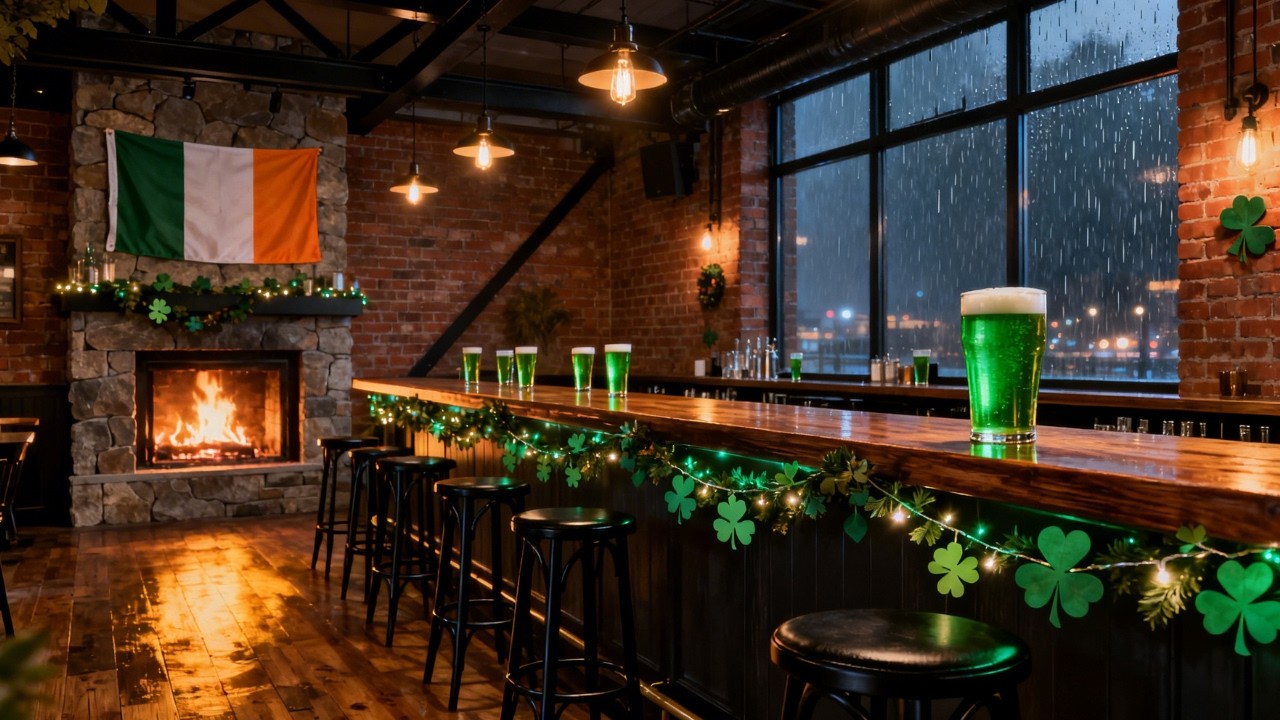 ☘️🍻 Cozy St Patrick’s Day Pub Ambience ✨ Relaxing Irish Music, Fireplace & Rain