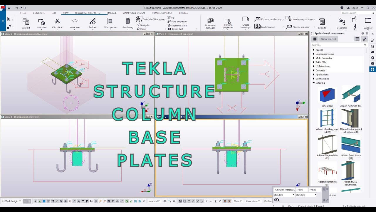 TEKLA STRUTURE: #7-COLUMN BASE PLATES-DW