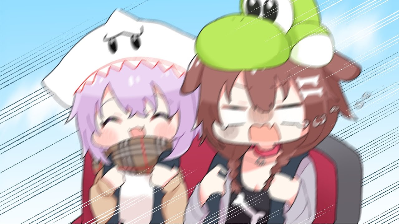 【切り抜き漫画】ジェットコースターにビビリまくるころねとマイペースに話し続けるおかゆ【ホロライブ/猫又おかゆ/戌神ころね】