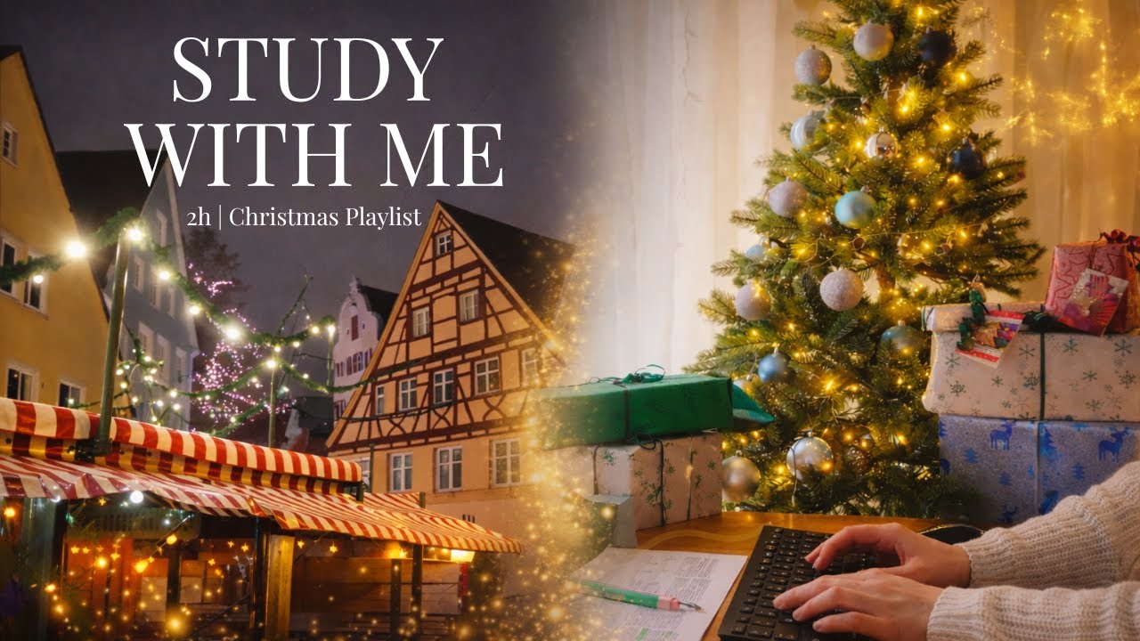 2-HOUR STUDY WITH ME🎄Christmas Edition | Christmas Market | Christmas Playlist | Pomodoro 50/10