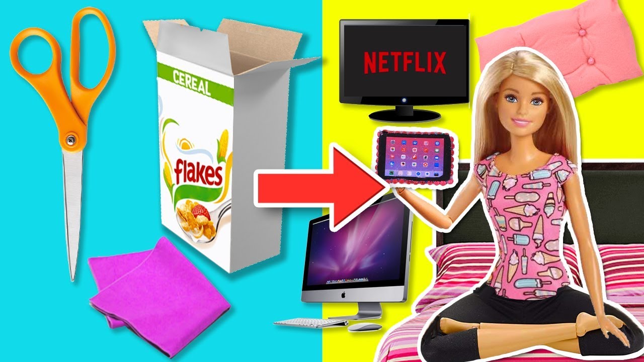 🛋 Mini BEDROOM ACCESSORIES and  FURNITURE 📺 for BARBIE DOLLS! C&D