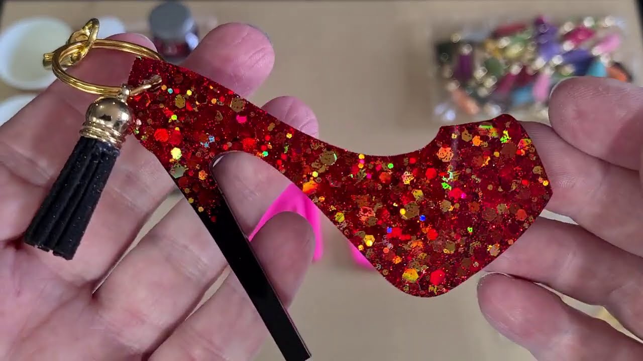 #1018 How To Make These Cute Red Stiletto High Heel Shoe Resin Keychains