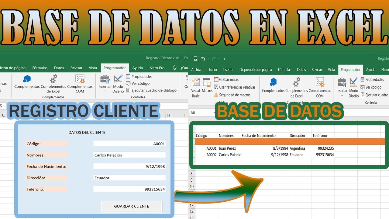Formulario para Guardar los Datos de un Cliente en otra hoja de Excel | Botón con Macro en Excel