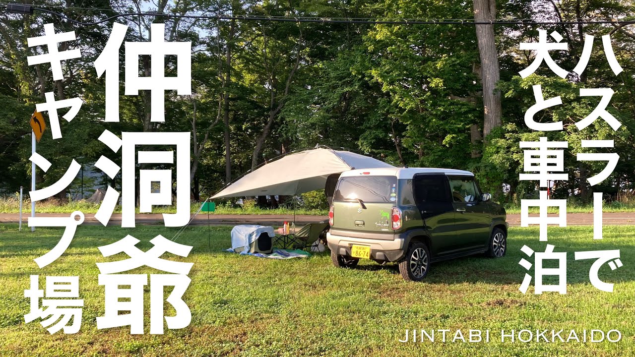 【北海道車中泊】仲洞爺キャンプ場　芝生オートサイトで犬&夫婦で車中泊キャンプ！