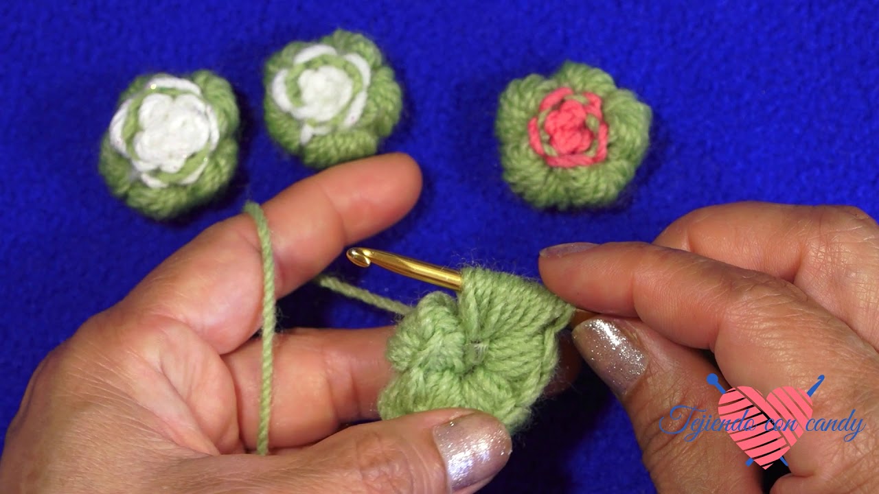 Como tejer botones /crochet button flower ( right hand)