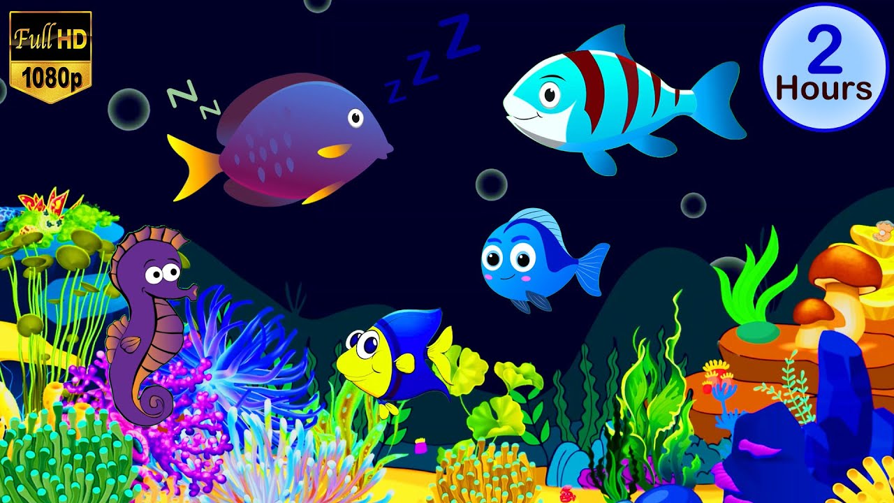 2 Hours Lullaby for Babies to go to Sleep and Mermaid Animation Baby Lullabies Aquarium 🐟