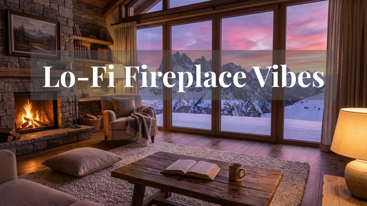 LoFi Music for Relax, Study & Sleep | Cozy Fireplace Ambience | 4K Cozy Room