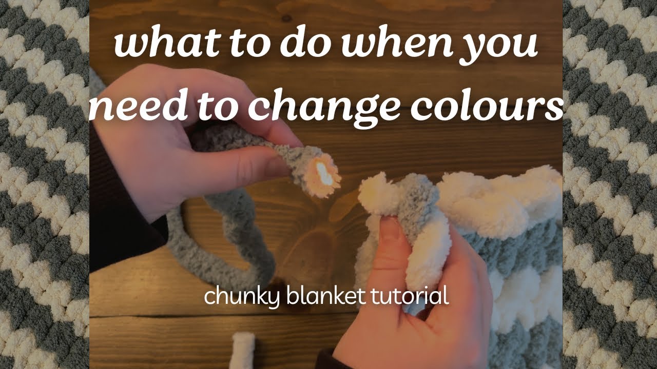Chunky Knit Blanket Color Change Tutorial | Seamless Stripes Made Easy