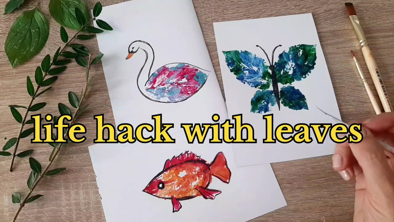 Painting LIFE HACK! 3 Easy Pictures with Real Leaves 🍃 | Creative Drawing Ideas