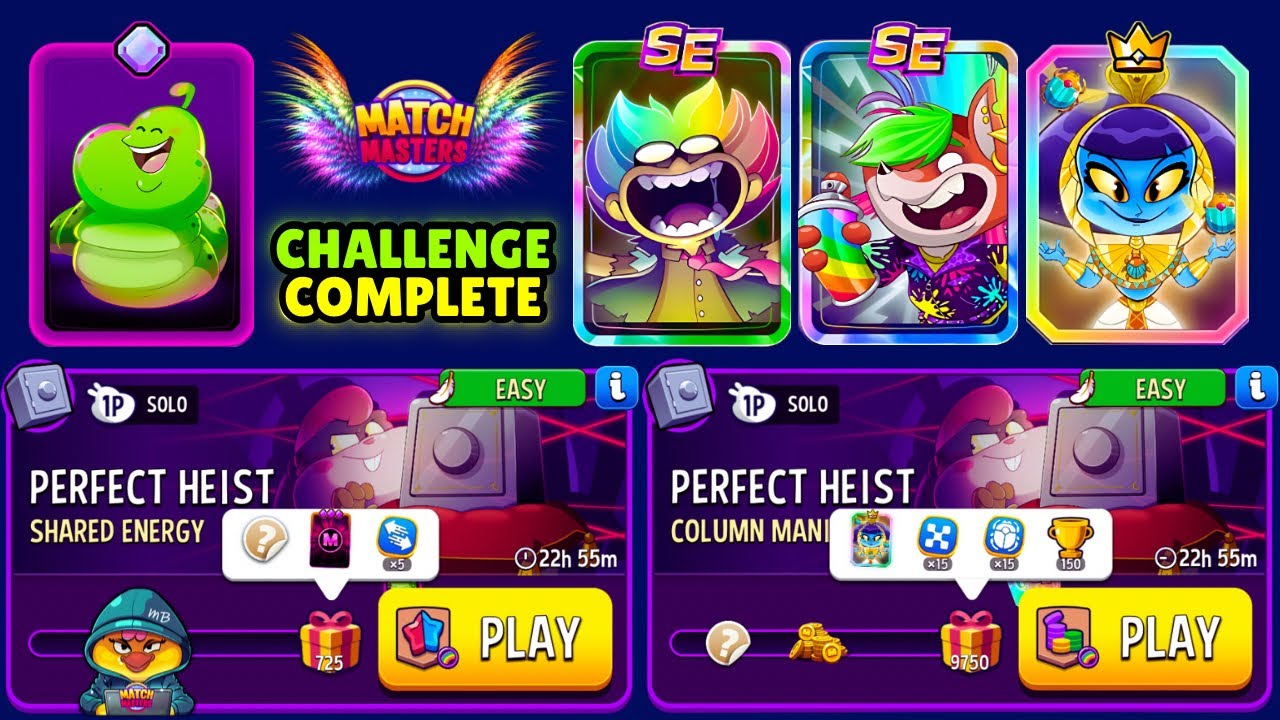 x2 Solo Challenge Perfect Heist/ Shared Energy + Rainbow 725p/ Column Mania + Rainbow 9750p