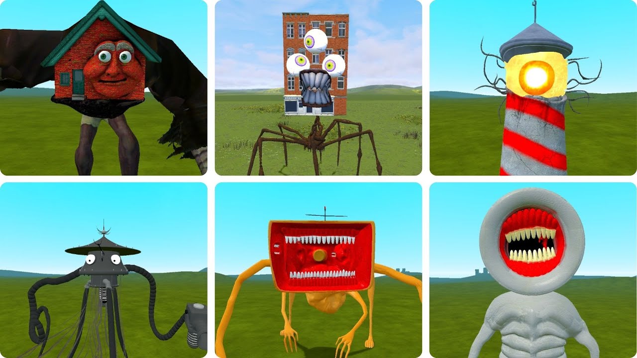 Всё превращается в монстра 😱 Жилое здание, Голова дома, Мегафон, Маяк-монстр, Мегахорн