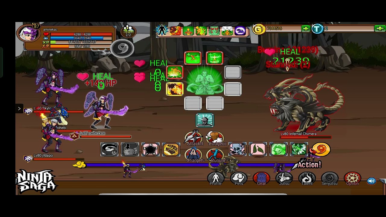 Ninja saga (REBORN) - beat lvl 80 Edmond garden Boss