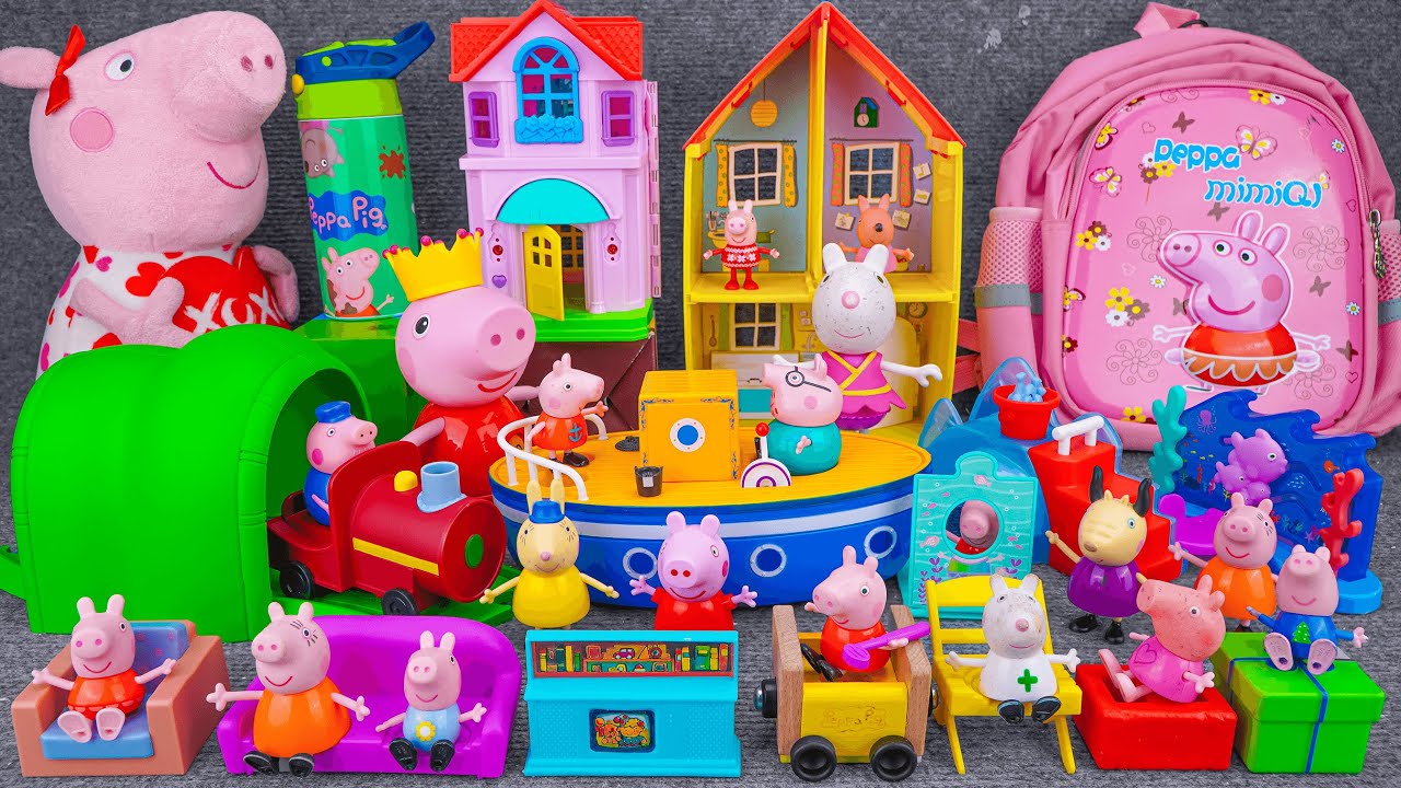 98 Minutes Satisfying with Unboxing Cute Peppa Pig House & Train Track Set | Review Toys