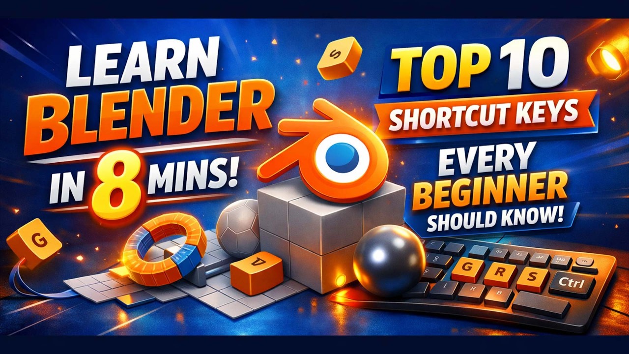 Learn Blender in 8 Minutes – 10 Essential Shortcut Keys Every Beginner Must Know