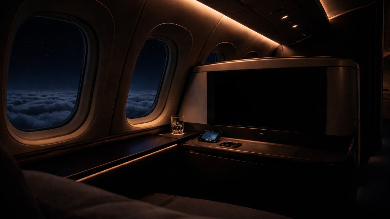 Dark Airplane Cabin Ambience | White noise for Sleep, Study & relaxation