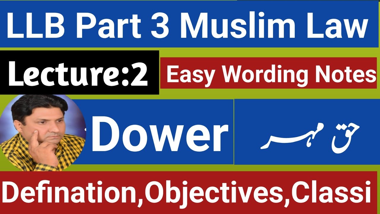 Dower| Concept of Dower|Definitions, Types, Objectives of Dower| LLB Part 3|
