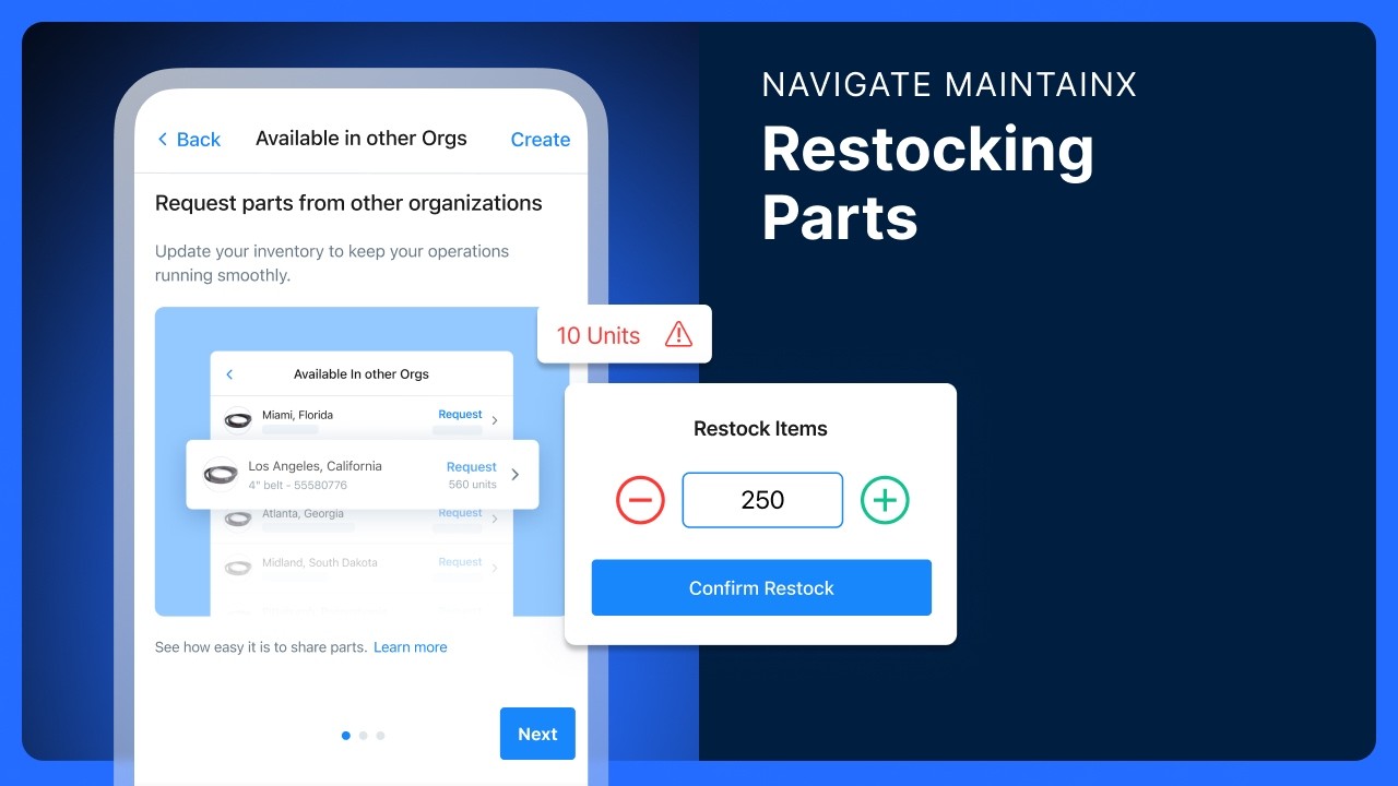 Navigate MaintainX | Restocking Parts