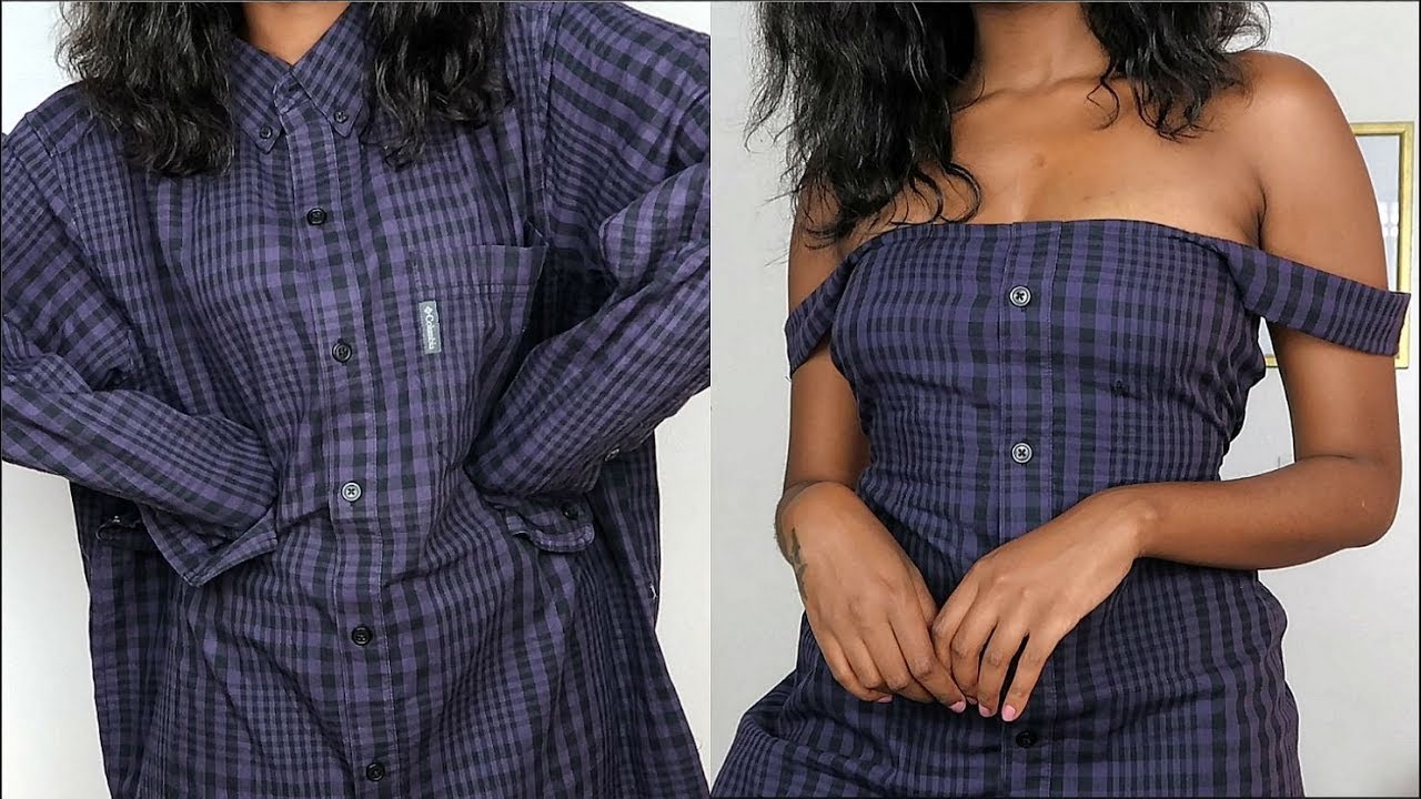 Super Easy DIY Dress from Men's Shirt | Men's Shirt Refashion