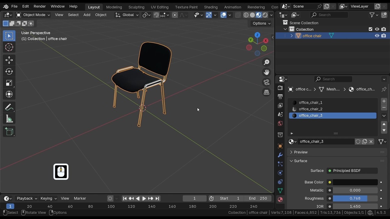 Blender. Моделювання шкільного кабінету #23. Стілець для вчителя