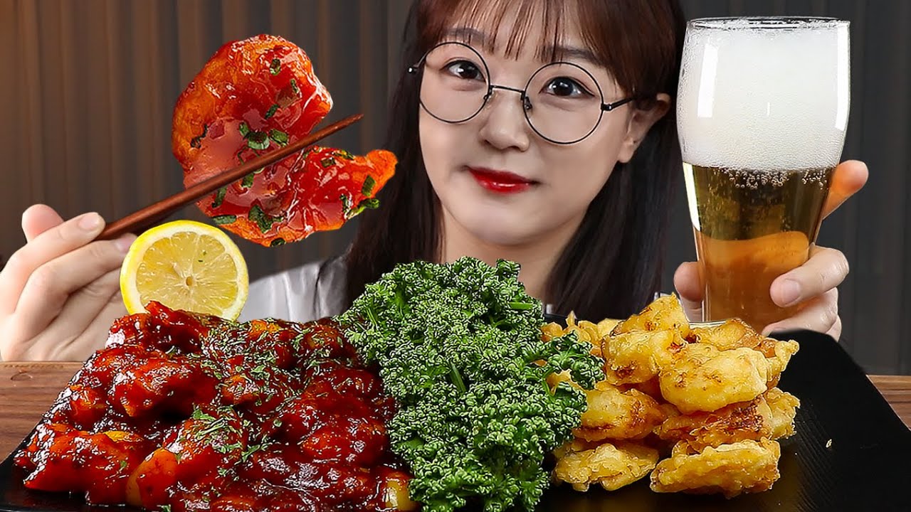 АСМР ЕДА Креветки в соусе чили и Пиво🍤🍺 | MUKBANG | EATING SHOW