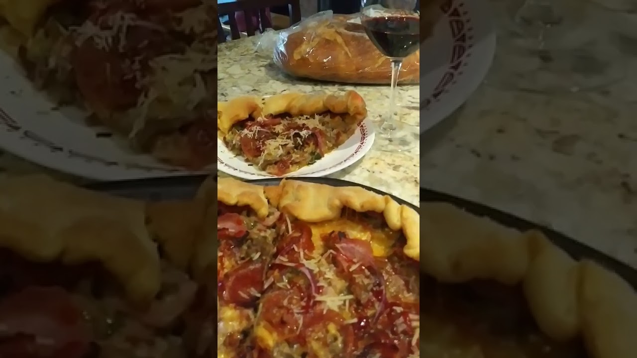 Sirloin / Pepperoni pizza with 5 cheese. and Opera wine. Pure Italia.