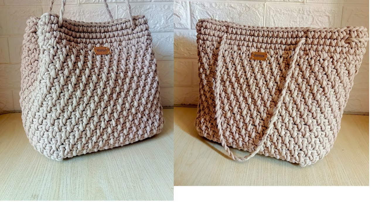 Новая красивая сумка крючком из кордонной нити, подойдет для начинающих.