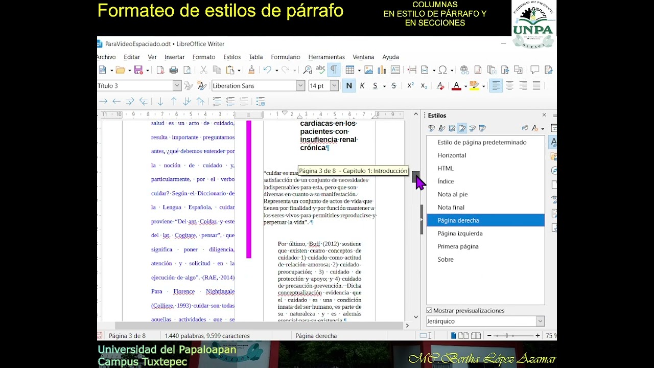 Aplicar columnas a estilos de página y a secciones