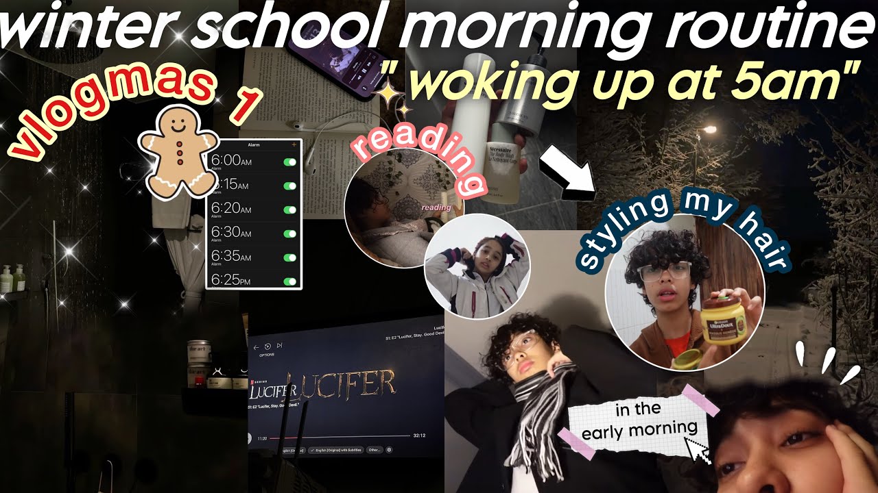 WINTER MORNING ROUTINE/vlogmas day1🌃🏡❄️| روتينا الصباحي ايام الشتاء و البرد للمدرسة كعائلة مغربية📚✏️