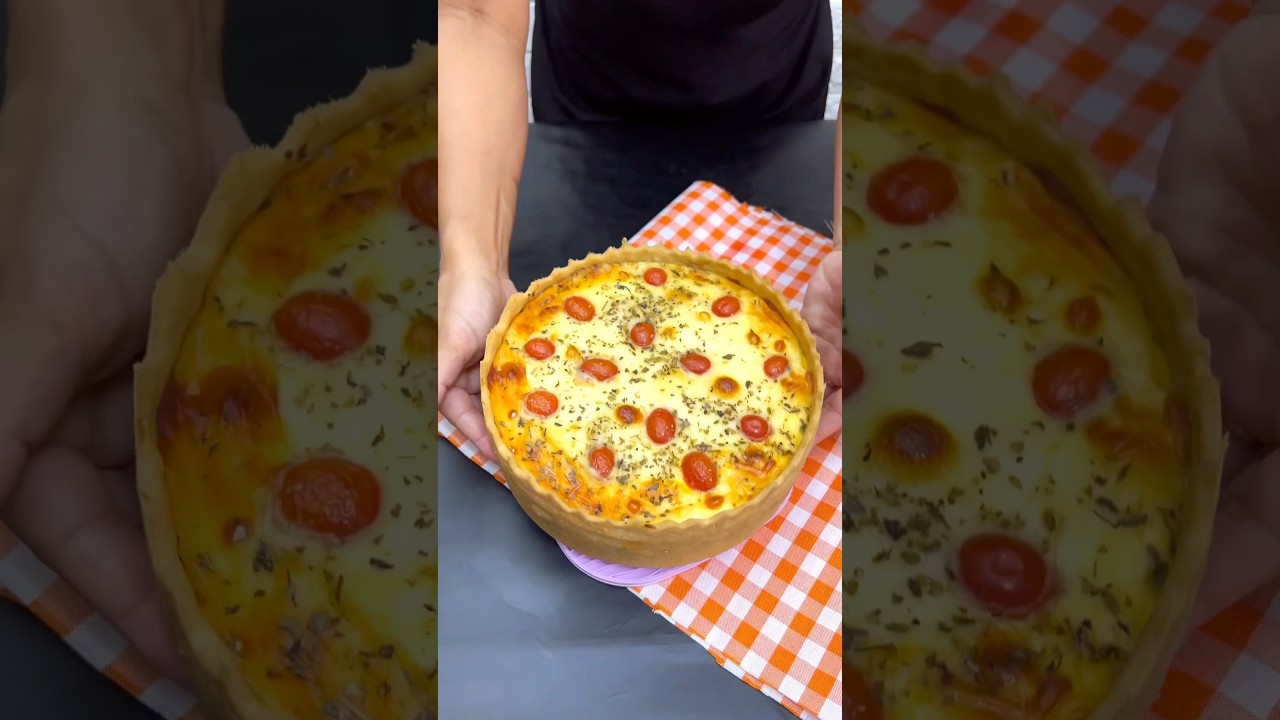 Quiche de frango f&aacute;cil e r&aacute;pido #shots #receita