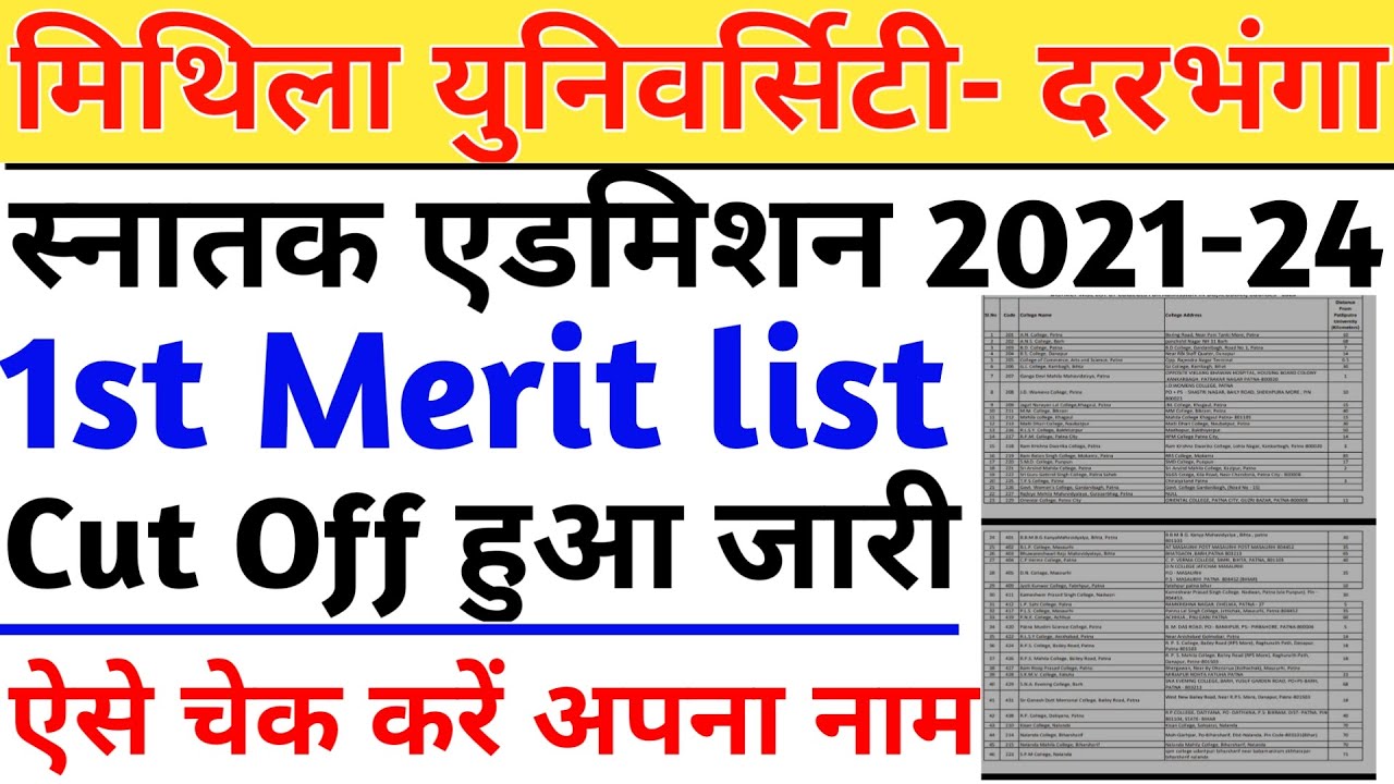 Mthila university ba first merit list 2021-24l lnmu ba first merit list jari। Part 1 merit list 2021
