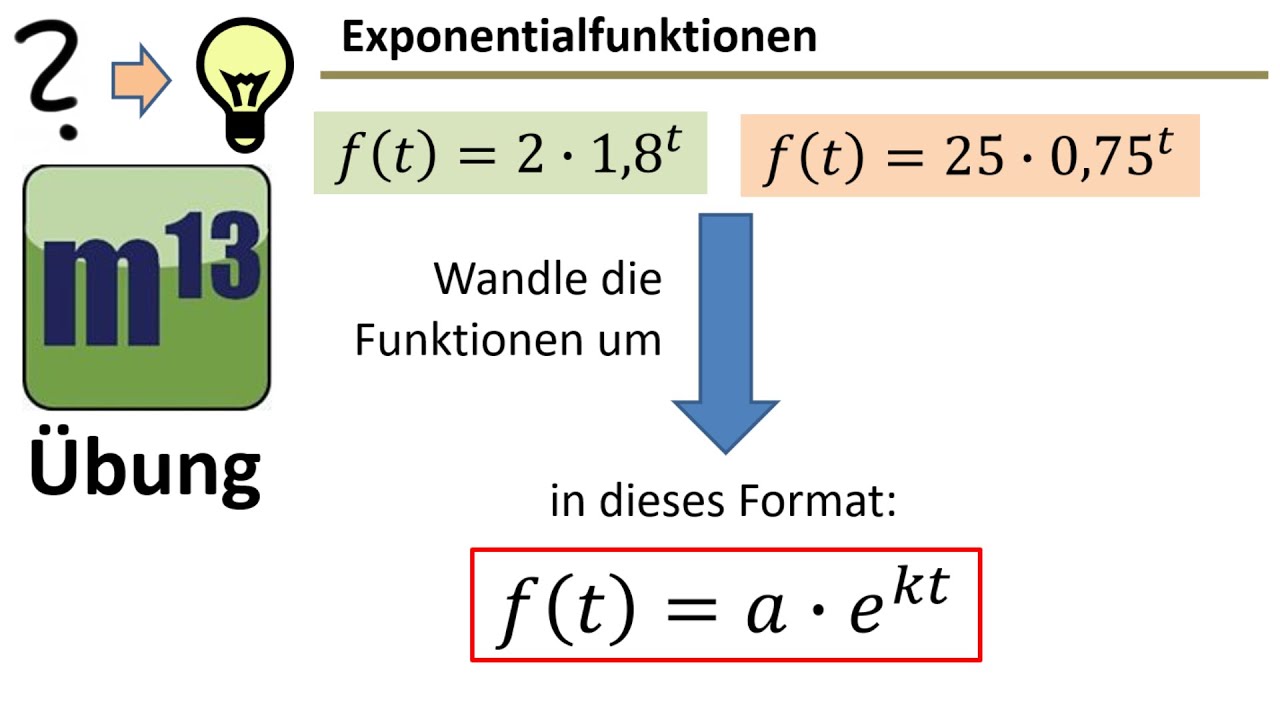 Exponentialfunktion in ein Format mit der Basis e umwandeln