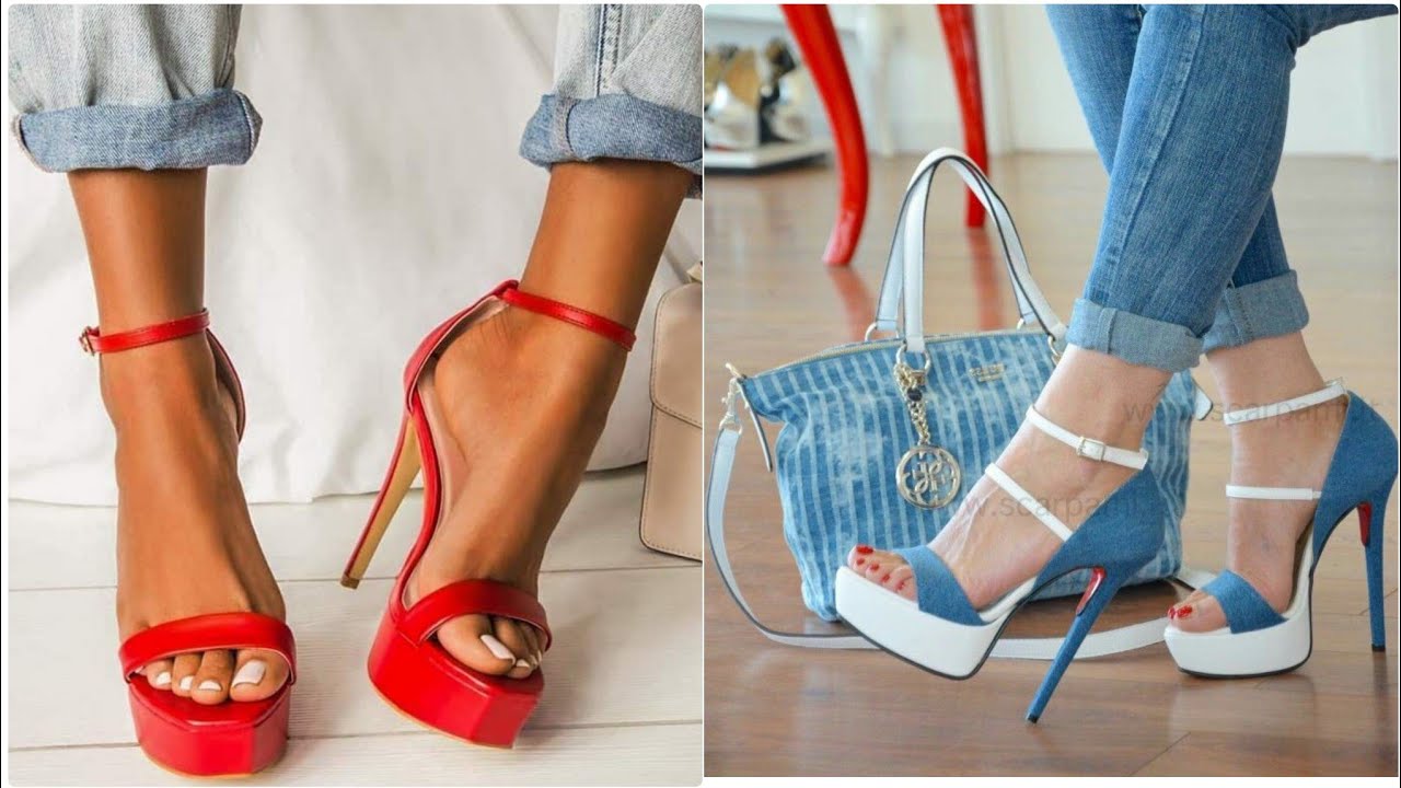 Stylish collection of platform high heel sandals.