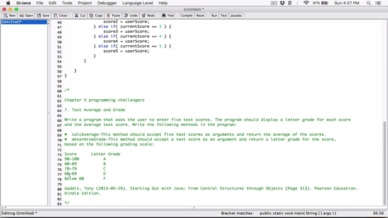 5.7. (Part 2) Test Average and Grade - Java