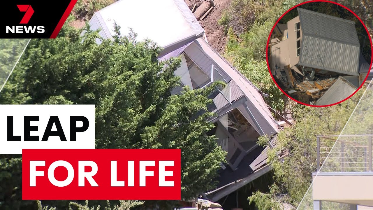 Man jumps for his life after landslide wipes out Peninsula home | 7NEWS